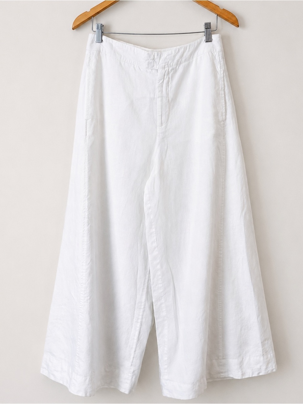 Anthroplogie White Linen Palazzo Pants Size 8 Wide Leg Boho Coastal - Picture 2 of 15